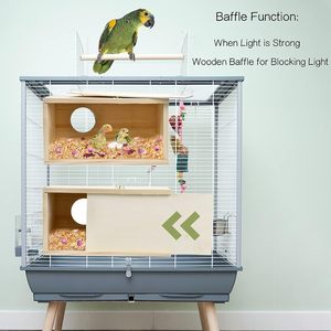 インコの巣箱オカメインコの巣箱鳥の巣鳥の繁殖箱の家木製 - Product Image 2