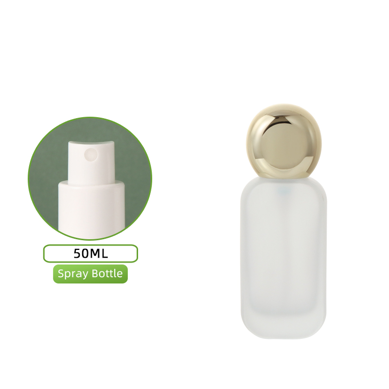 Flacon givré 50 ml - vaporisateur blanc + couvercle doré "Dieu Soleil"