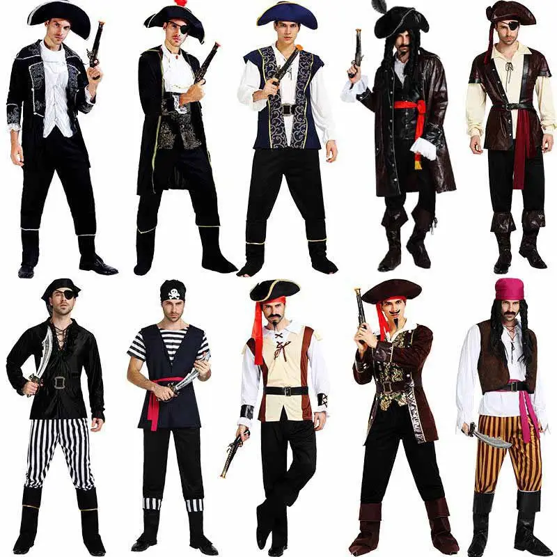 Disfraz de Halloween para hombres y mujeres, disfraz de guerrero caribeño, Pirata, fiesta, barato