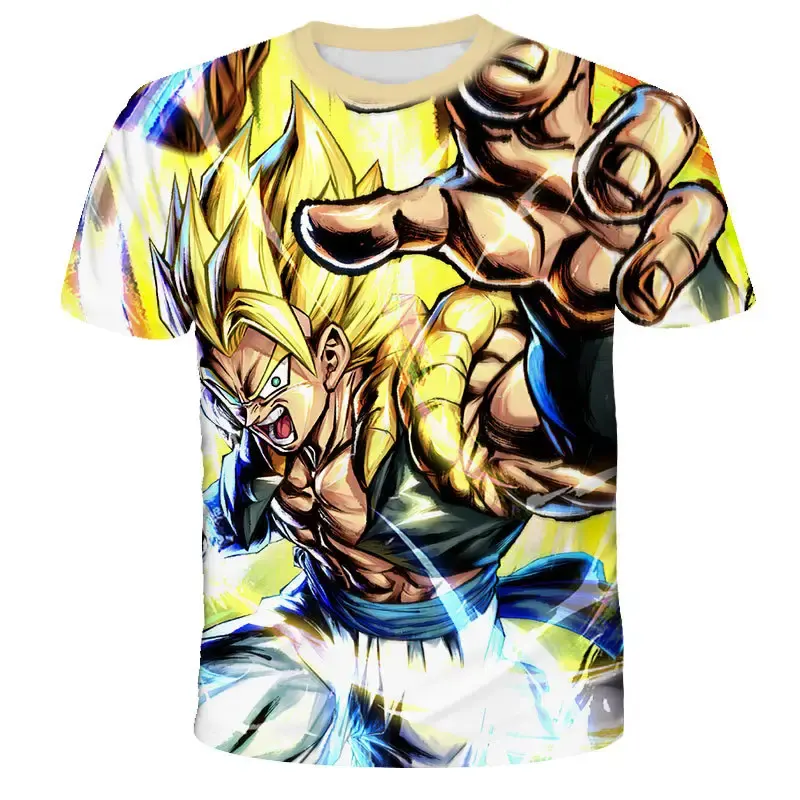 Magliette all'ingrosso magliette con stampa personalizzata Goku Super Saiyan Son Goku Anime Summer 3D Print Cartoon Fashion T Shirt