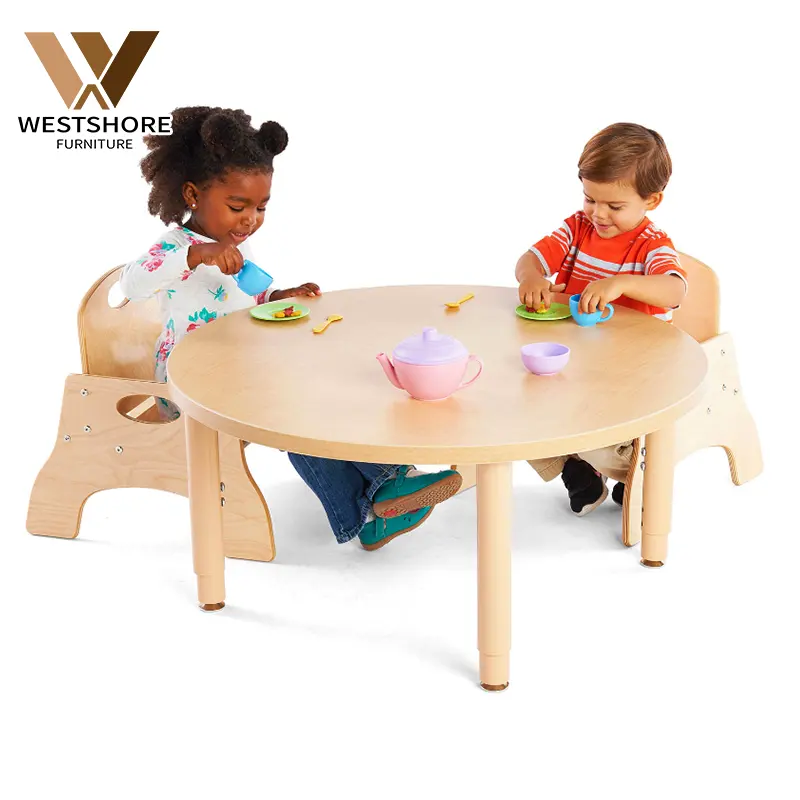 Juego de mesa y silla Montessori, mesa de estudio de madera, escritorio de actividades para niños pequeños, conjunto de muebles de guardería