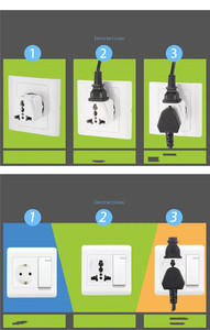 2 <strong>Way</strong> Universal to Germany EU Plug Adapter Type-F Schuko Round 2 Pins US AU UK to European Travel Conversion Plug Socket - Product Image 5