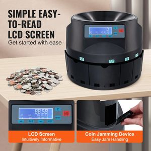 DB VEVOR高速美元硬币分拣机300硬币/分钟计数速度，带液晶显示器和滚筒硬币计数器和包装纸 - Product Image 4