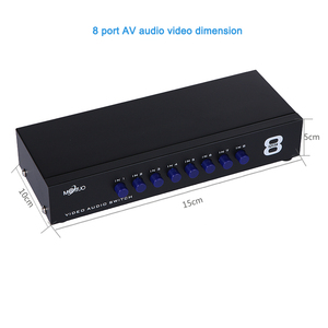 Conmutador RCA de 8 puertos 8 en 1, salida, equipo de audio y video de Conmutador AV Conmutador RCA 8x1