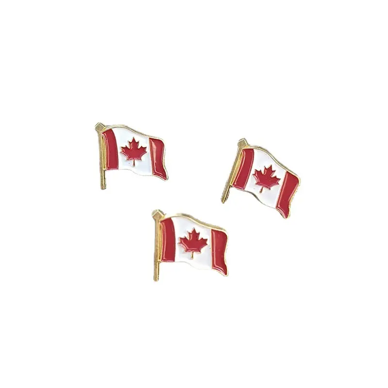 Özel Metal kanada bayrağı Pin rozetleri giysi Pin hediyelik eşya için Metal isim rozeti düğme rozet yaka Pin