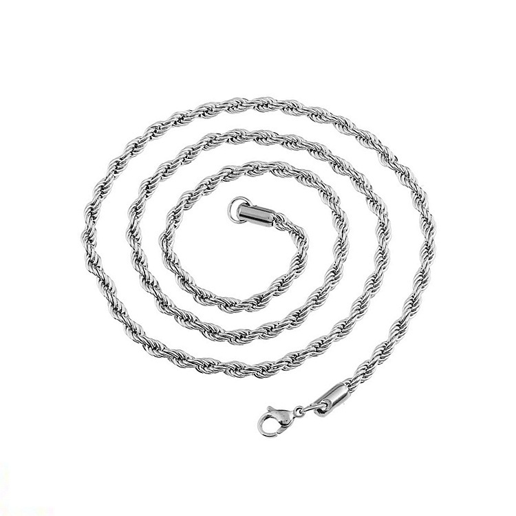 Chaîne de corde de ton argent 3.0*60 cm