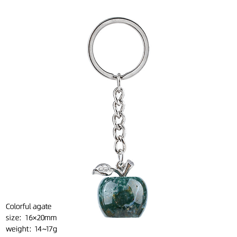 Indian agate apple keychain