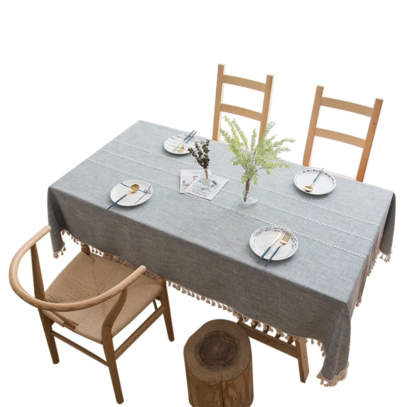 Popüler modern stil masa örtüsü işlemeli pamuk ve keten masa örtüsü