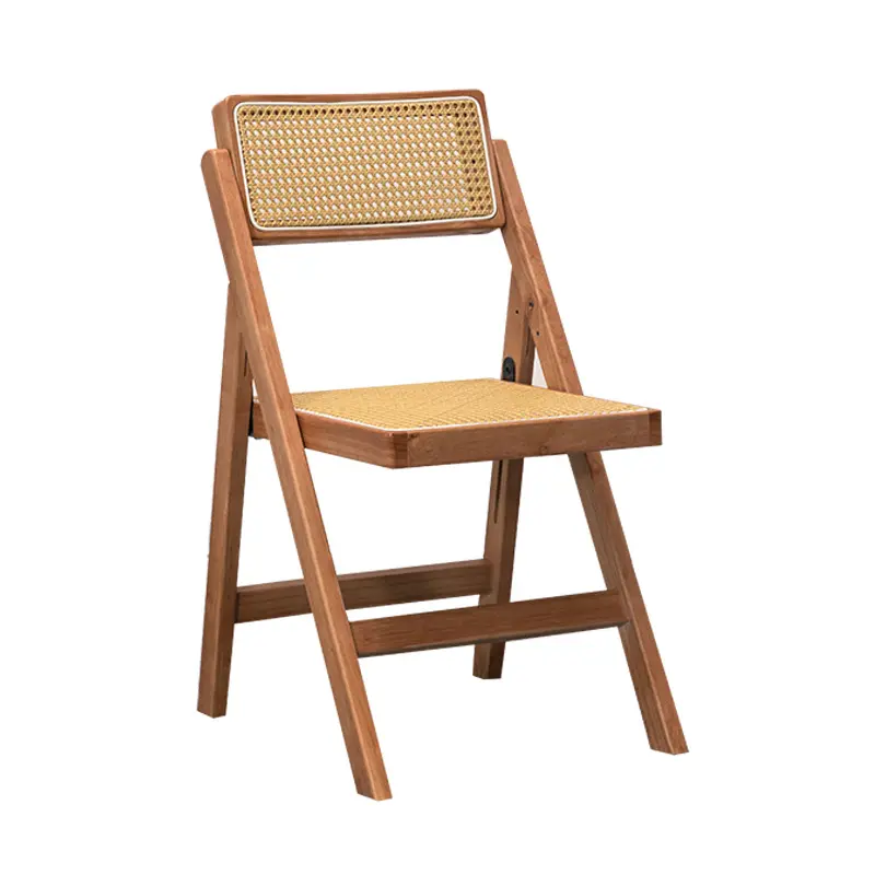 Ownswing Factort grosir kursi lipat kayu anyaman rotan kursi Sofa ruang makan kayu Solid untuk waktu santai