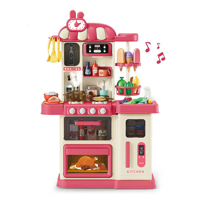 47pcs 82cm Big Kitchen Toy Set Plastic Spraying Kitchen Toy with Light and Sound Educational Kitchen Toys for Children
