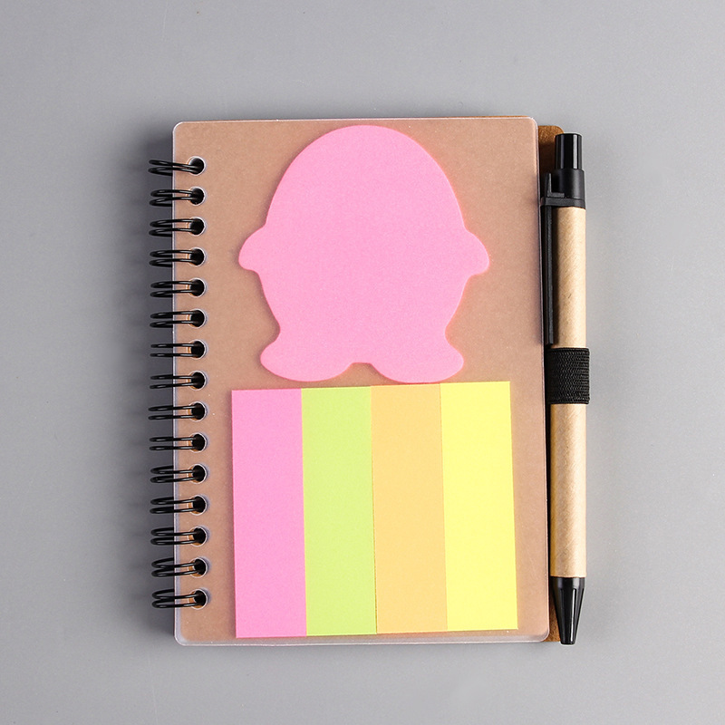 N02-Y Libro de notas adhesivas de piel de vaca con diseño de dibujos animados