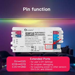 Gledopto GL-C-016WL-D App kontrollü LED Dimmer ESP32 SPI 5 ~ 24V 15A iki kanallı Alexa uyumlu WLED dijital şerit kontrolörleri - Product Image 2
