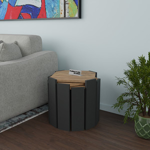 Hot Sale Modern Design <strong>Octagonal</strong> Round <strong>Table</strong> Coffee and Tea <strong>Set</strong> Easy Assembly 3-Piece Furniture for Living Room Made in Turkey