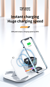 30Wベースのワイヤレス充電器iPhone用 & Apple Watch用1-7ジェネレーション3インワン多機能磁気充電器 - Product Image 2