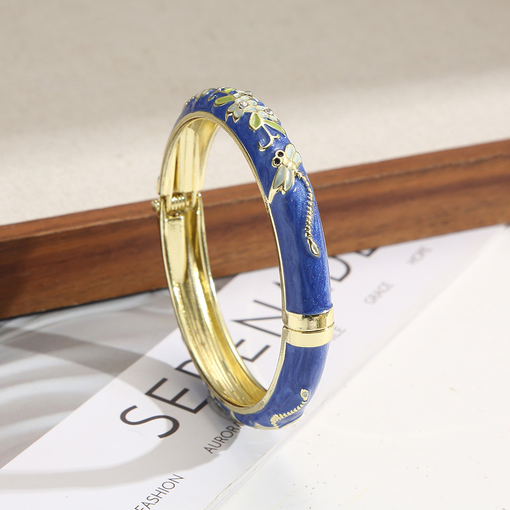 Hd-056 light gold-quicksand sapphire blue-turquoise-blue floral