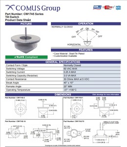 Tedarik CW1745-1 45 derece cıva eğim anahtarı açı sensörü modülü NO NC topu anahtarı/titreşim anahtarı - Product Image 2