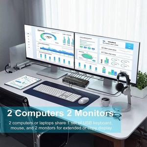 SY 4K HDMI KVM Switch 2 monitores 2 computadoras Monitor dual Compartir con 4 Dispositivos USB 3,0 Teclado USB Ratón Conmutación de teclas de acceso rápido - Product Image 6