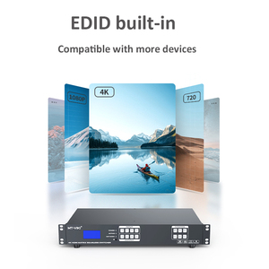 Interruptor de matriz HDMI sin costuras, 4x4, 4K, 30hz, compatible con controlador de vídeo de pared 2x2 EDID + Audio