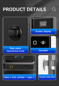 KUB B500 ofis kapısı cam akıllı kilit haneli şifre giriş Tuya TTlock APP parmak izi akıllı kilitler - Product Image 2