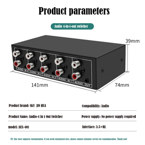<strong>Audio</strong> Switcher with Four in and One Out 4x1 4-port Sharer RCA and 3.5-inch Stereo - Product Image 5