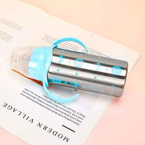 Wholesale 9oz Leakproof Free18/<strong>8</strong> Vacuum Milk Baby Flask <strong>Bottles</strong> with Soft Nipple and Handle logo Portable