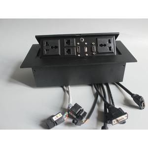 Toma de corriente universal e internacional para escritorio, 3 enchufes ocultos para oficina con datos usb - Product Image 1