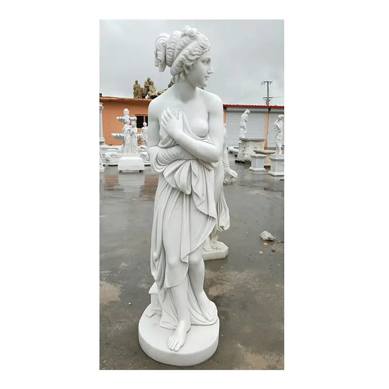 Escultura de personaje Retro europeo para mujer, escultura elegante desnuda al aire libre, estatua de Arte de mármol