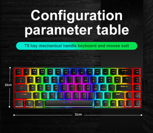 Free Wolf-Teclado mecánico T8 RGB para juegos, teclado luminoso de 68 teclas para ordenador, Notebook, MAC 60% - Product Image 6