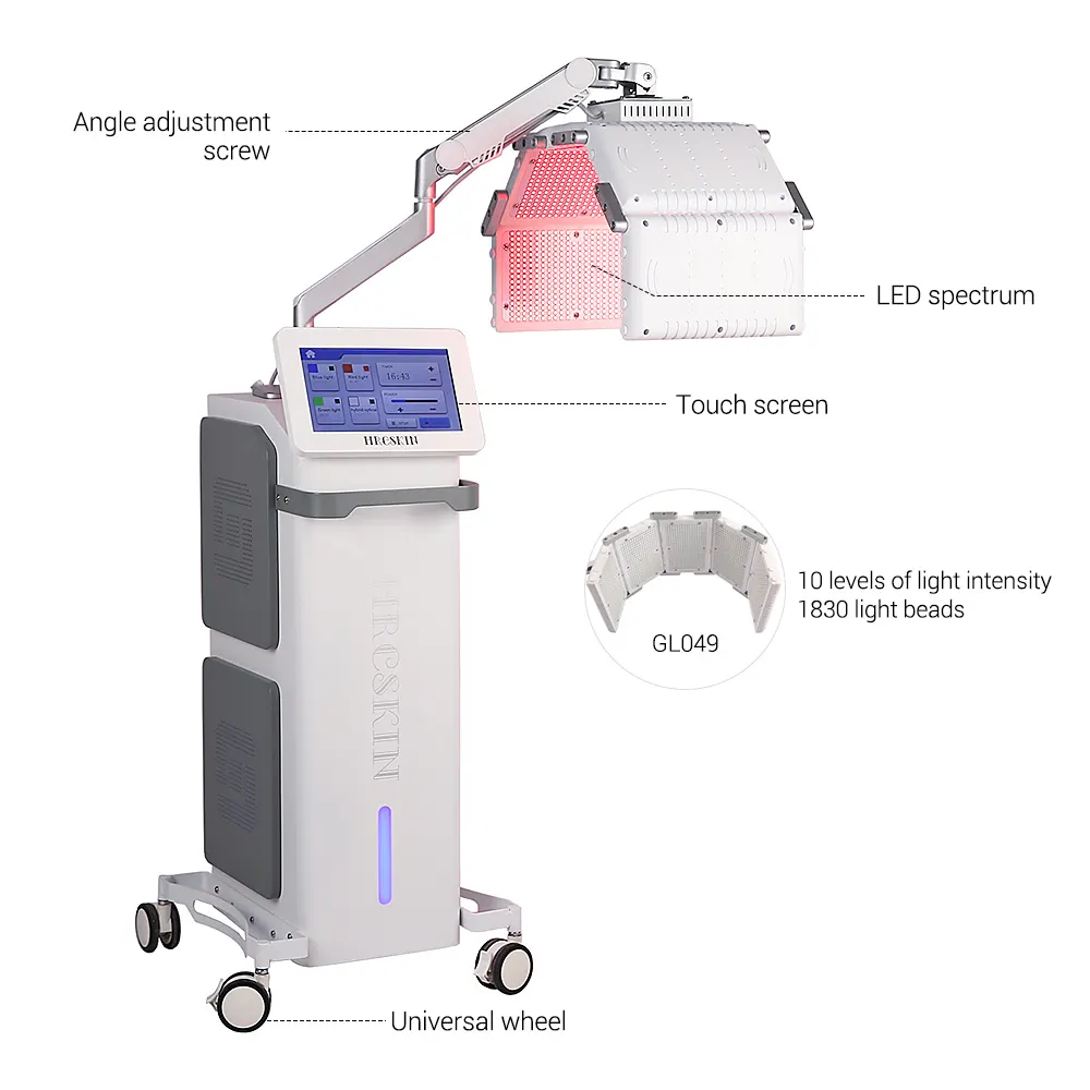 Mesin fototerapi wajah led 4 warna, lampu terapi wajah spa profesional 10 tingkat, mesin pdt led dengan lampu 1830