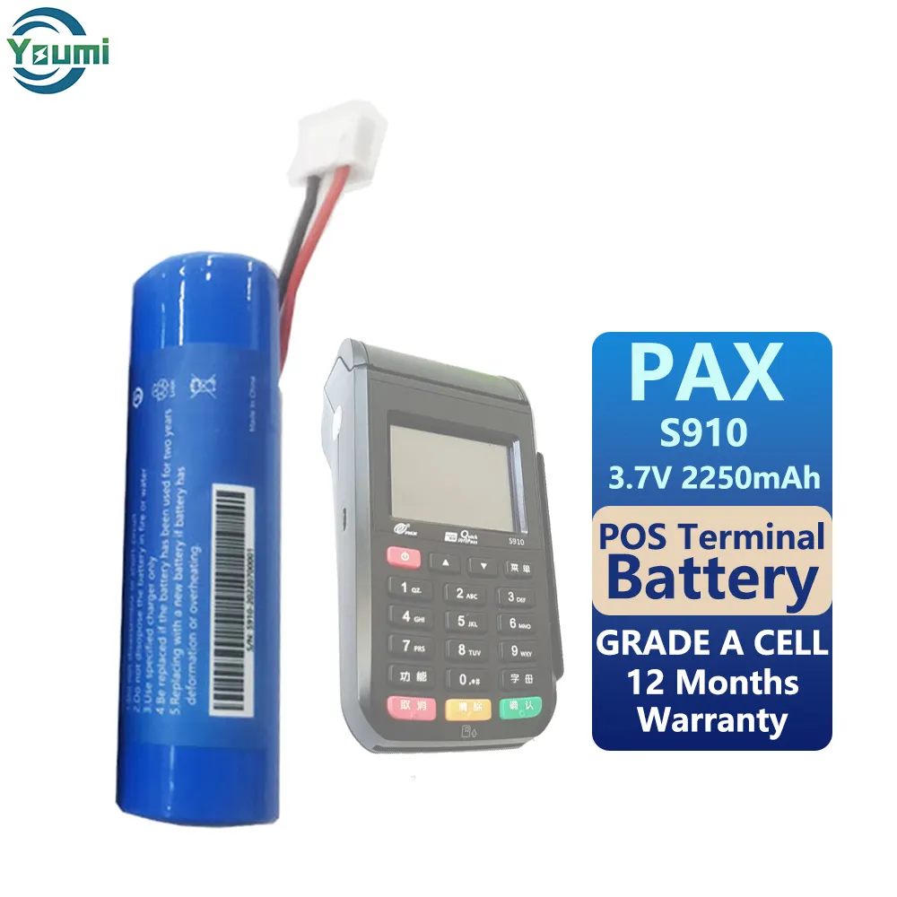 PAX S910 3.7V 2250mah Pos 터미널 용 배터리