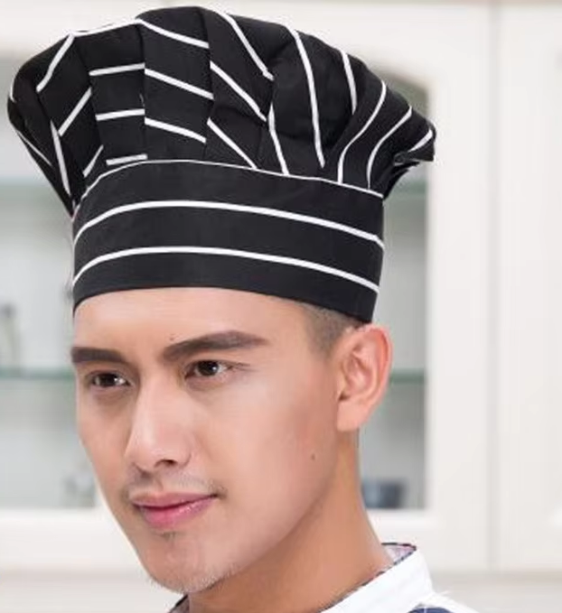 black and white stripes chef's hat