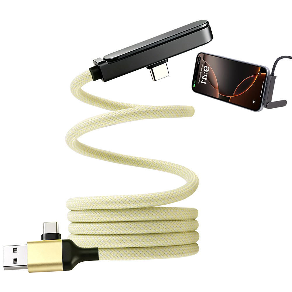 Support de téléphone magnétique jaune Câble de charge rapide 60 W
