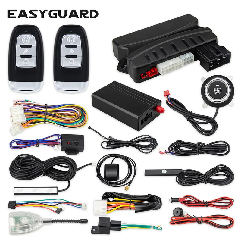 Easyaguard rastreador gps, botão de iniciante, entrada pke, sistema de alarme para carros com suporte para android e ios gsm