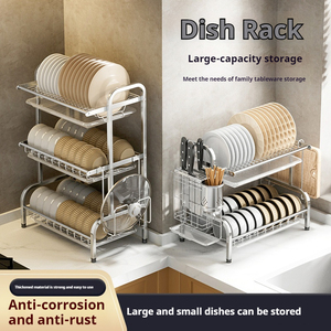 Fabrika doğrudan satış ayakta tipi Rustproof 2 Tier bulaşık kurutma rafı mutfak kullanımı Oversink çanak raf kat çanak raf - Product Image 2