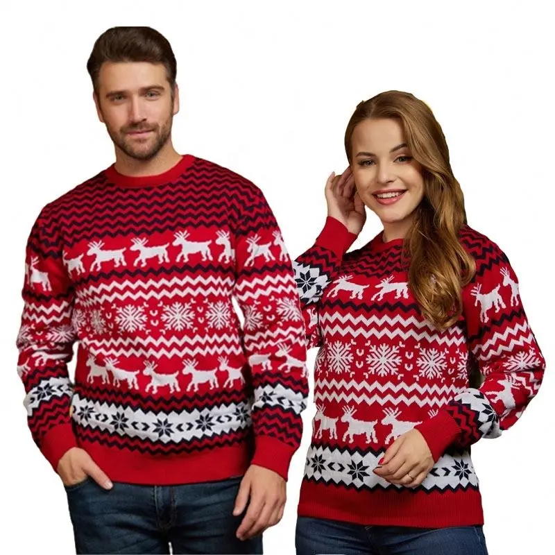 2024, оптовая продажа, унисекс, Уродливый Рождественский свитер, жаккардовый вязаный акриловый джемпер, пуловер для пар, праздничная одежда