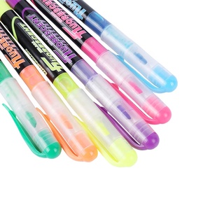 BECOL, bolígrafos Resaltadores multicolores promocionales, rotulador resaltador de punta de cincel fluorescente con logotipo personalizado para estudiantes