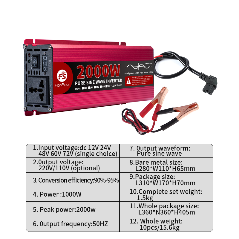 Rated Power 1000W /Peak Power 2000W