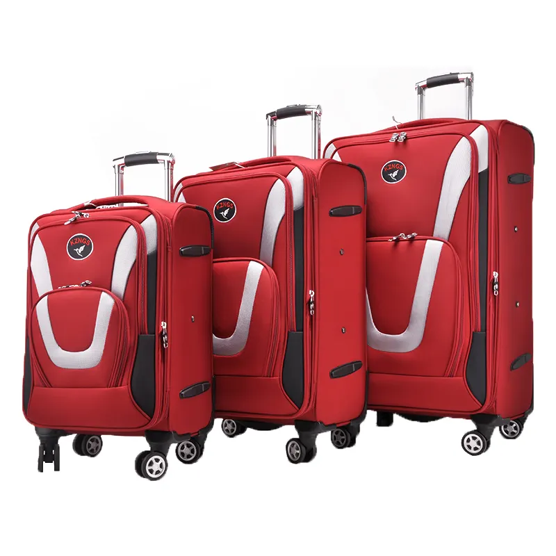 Fabric embroidery travel luggage Bags sets factory price Trolley Suitcase promotional trolley luggage high quality 3sets