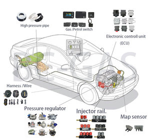 Abgeschlossenes CNG/LPG-Autogas-Kit für 4-Cyl-Ecu-Umrüstsätze mit sequentiellem Injektion system/Mehr punkts ystem