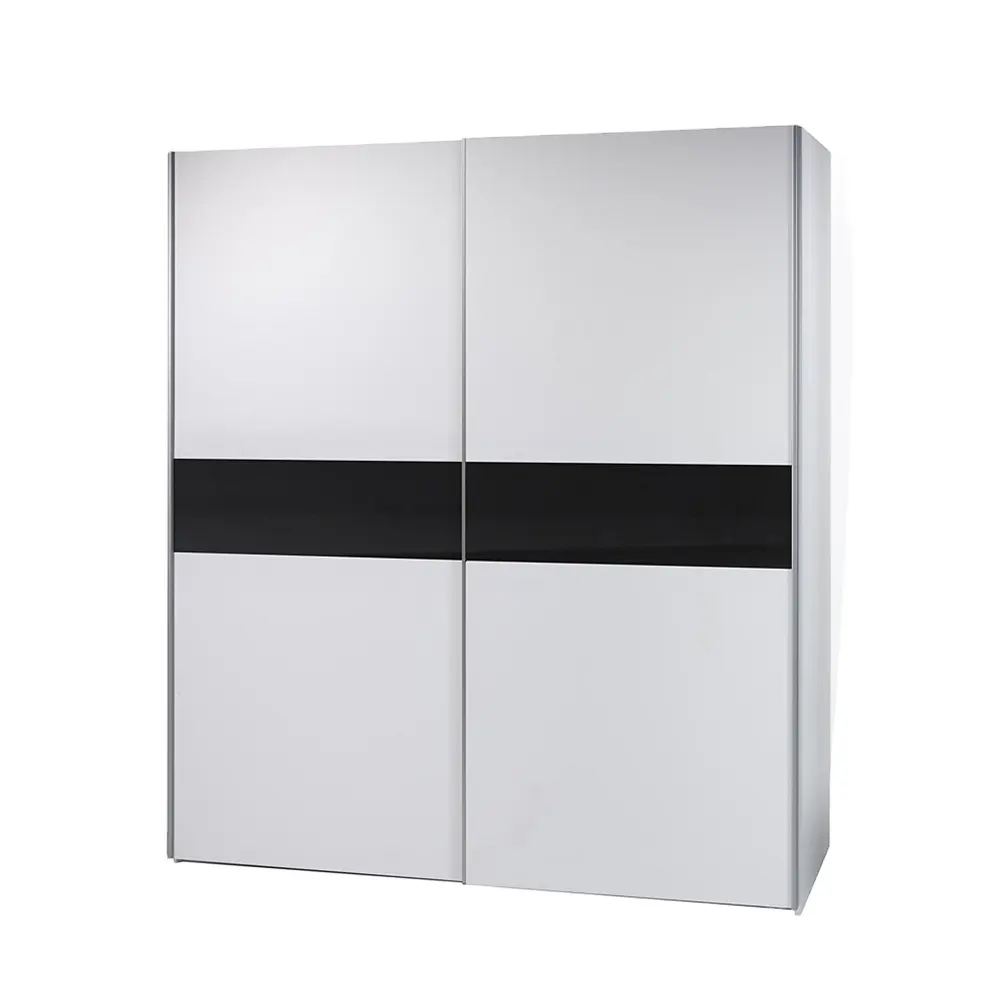 خزانة غرفة النوم تصميم انزلاق الباب خزانة 170x195x63 cm أبيض أسود