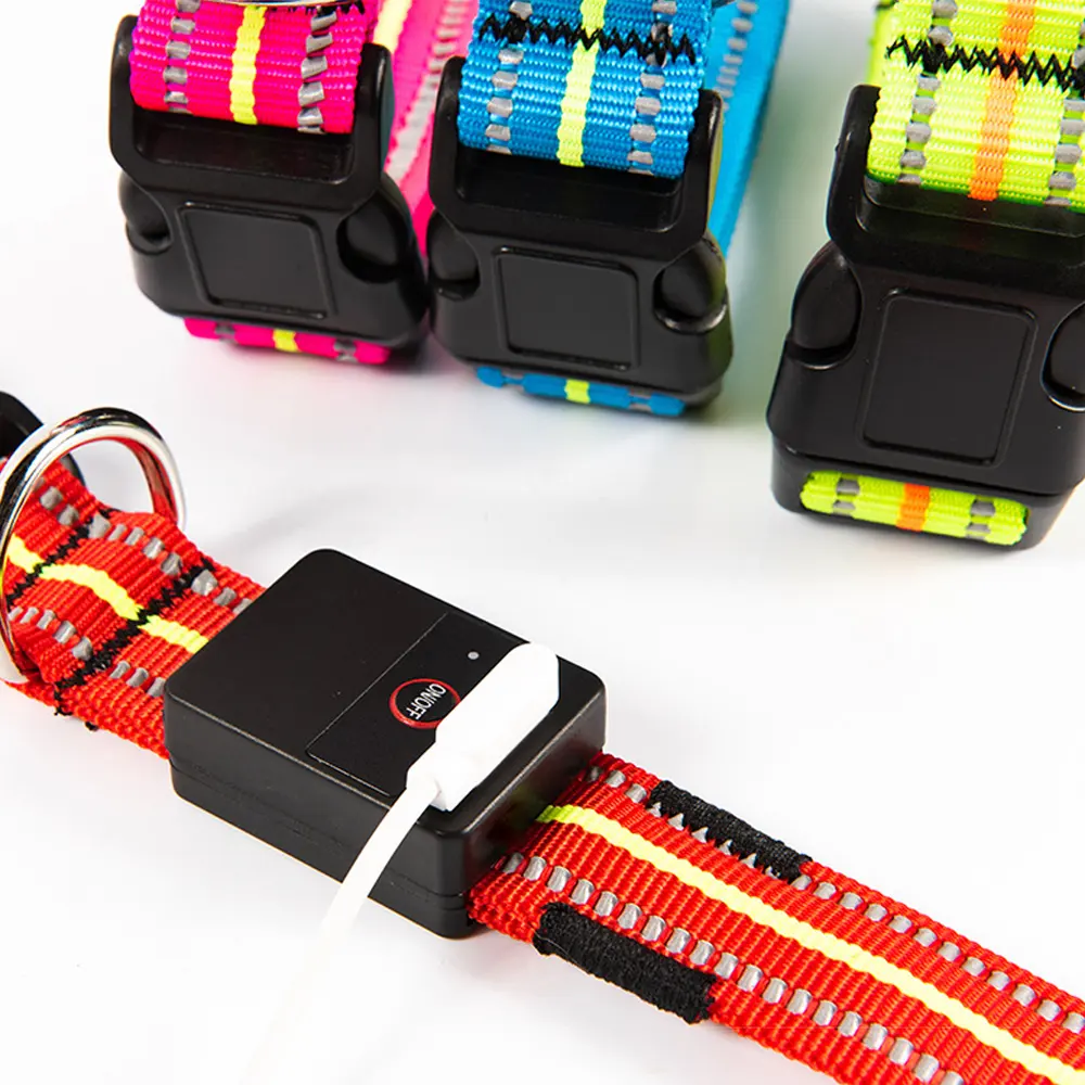 Nylon Pet Dog Collar LED ánh sáng vật nuôi an toàn chó Cổ áo có thể sạc lại LED Dog Collar