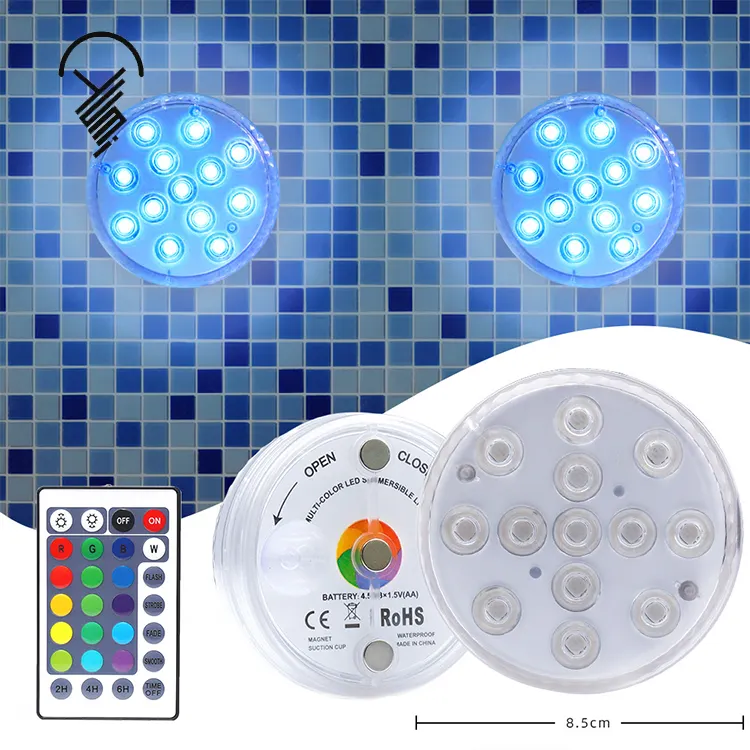 Venta caliente RGB Control remoto Ip68 Impermeable piscina luz subacuática