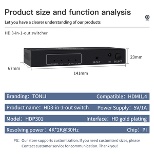 4K <strong>hdmi</strong> <strong>Switch</strong> 3input 1output 4K 30Hz Automatic Switching - Product Image 3