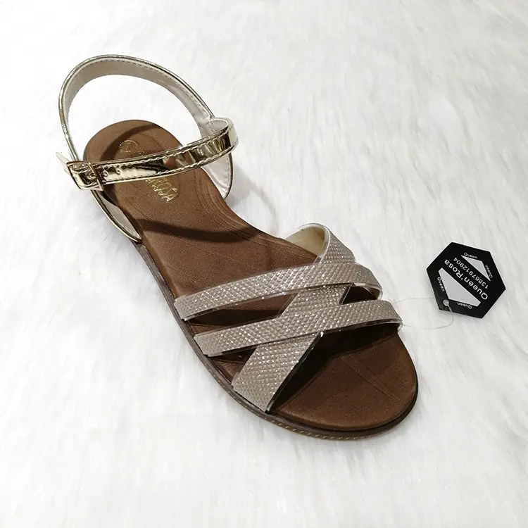 Sandálias femininas de verão, design mais recente, sola tpr, couro brilhante