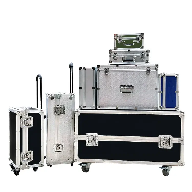 Estojo de alumínio para mala de voo, tamanho personalizado do fabricante, mala de transporte, ferramenta de armazenamento com espuma personalizada