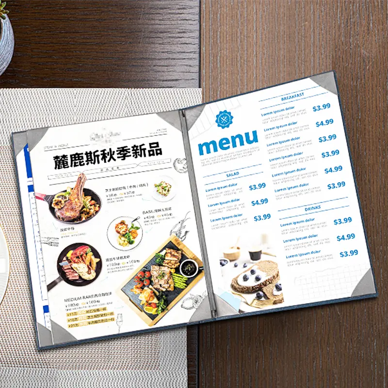 Sampul menu kulit gaya baru sampul menu desain buatan tangan sampul menu kulit Pu