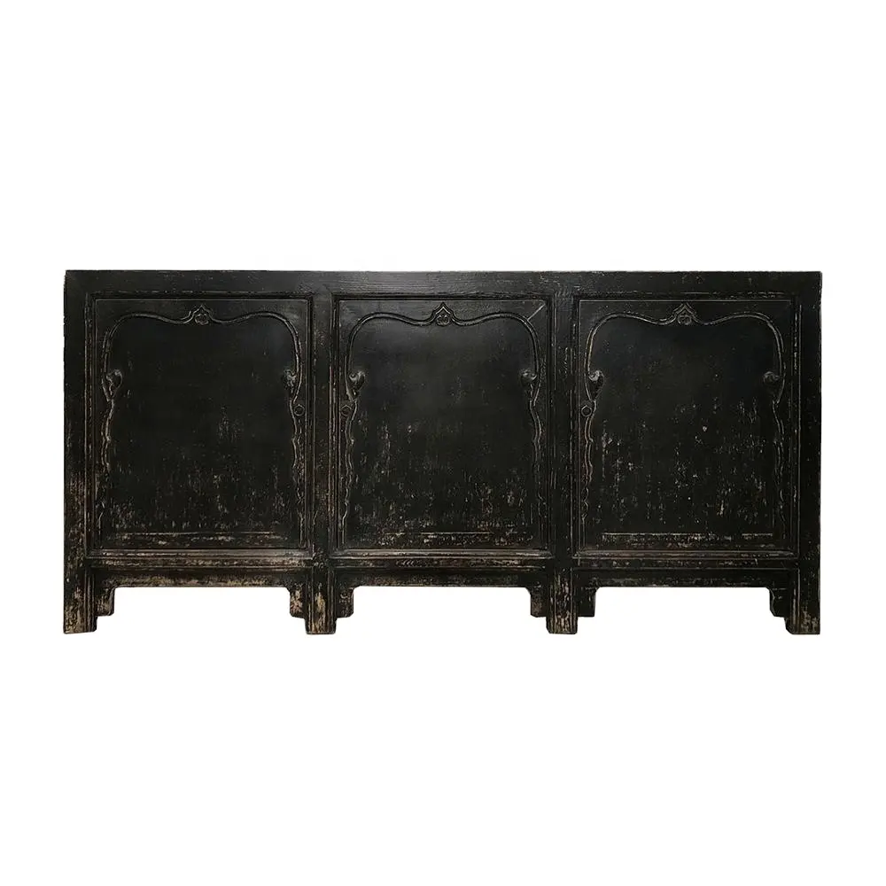 Wholesale oriental chinese antique classic reproduction distressed rustic painted black washed cabinet