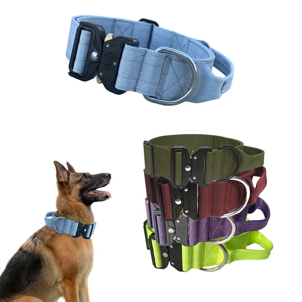 Collare per cani in Nylon tattico durevole regolabile da combattimento resistente da 2 pollici di vendita calda con manico