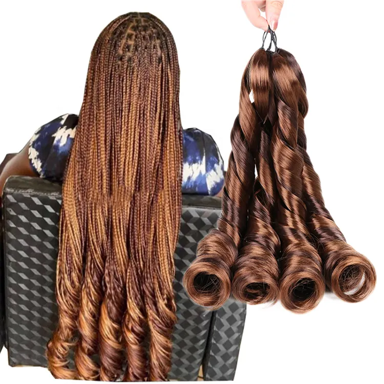 Julianna-extensiones de cabello trenzado estilo poni Rubio sedoso, accesorio en espiral, rizado francés español, 24 y 30 pulgadas