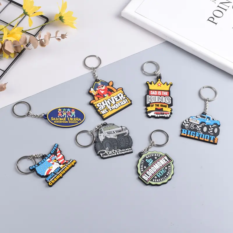 2023 customized Gift Items soft PVC rubber 3D keychain 2D Custom Logo Embossed Plastic keyring for promotional gifts